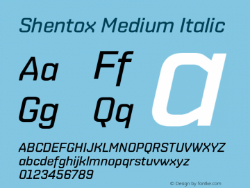 Shentox Medium Italic 1.000图片样张