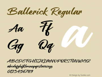 Ballerick Version 1.00;February 5, 2021;FontCreator 11.5.0.2426 32-bit图片样张