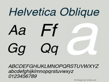 Helvetica Oblique 1.0 Tue Mar 09 12:34:38 1993 Font Sample