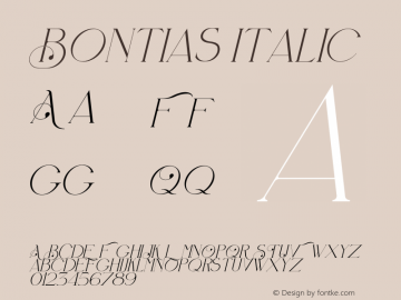 Bontias Italic Version 1.00;August 26, 2021;FontCreator 13.0.0.2683 64-bit图片样张