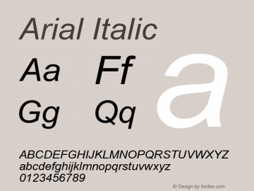 Arial Italic Version 2.50图片样张