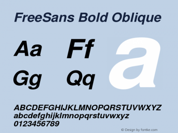 FreeSans Bold Oblique Version 0412.2268图片样张