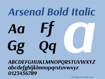 Arsenal Bold Italic Version 1.000图片样张