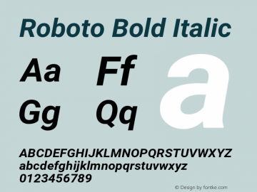 Roboto Bold Italic Version 2.001150; 2014图片样张