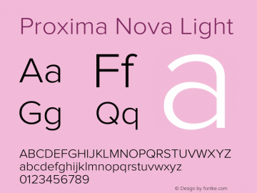 ProximaNova-Light Version 1.000;PS 001.000;hotconv 1.0.38图片样张