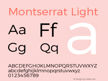 Montserrat Light Version 4.000;PS 004.000;hotconv 1.0.88;makeotf.lib2.5.64775图片样张