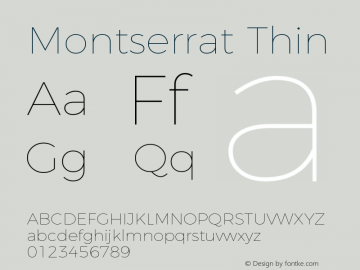 Montserrat Thin Version 4.000;PS 004.000;hotconv 1.0.88;makeotf.lib2.5.64775图片样张