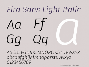 Fira Sans Light Italic Version 4.203图片样张