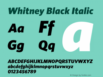 Whitney Black Italic Version 2.202 Basic (Latin-X, Greek, Cyrillic-X)图片样张