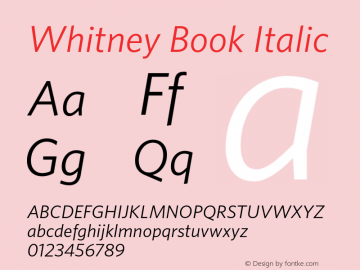 Whitney Book Italic Version 2.202 Basic (Latin-X, Greek, Cyrillic-X)图片样张