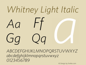 Whitney Light Italic Version 2.202 Basic (Latin-X, Greek, Cyrillic-X)图片样张