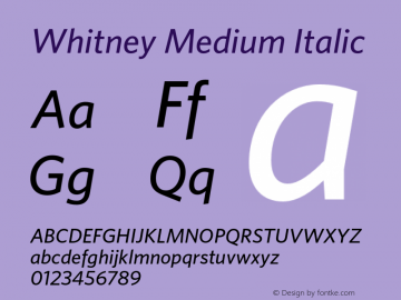 Whitney Medium Italic Version 2.202 Basic (Latin-X, Greek, Cyrillic-X)图片样张