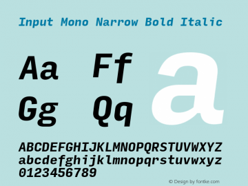 InputMonoNarrow BoldIta Version 0.000;PS 0.0;hotconv 1.0.72;makeotf.lib2.5.5900图片样张