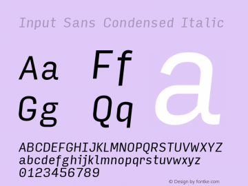 InputSansCondensed Italic Version 0.000;PS 0.0;hotconv 1.0.72;makeotf.lib2.5.5900图片样张