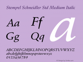 Stempel Schneidler Std Medium Italic OTF 1.029;PS 001.003;Core 1.0.33;makeotf.lib1.4.1585图片样张