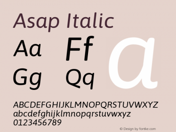 Asap Italic Version 2.000; ttfautohint (v1.8)图片样张