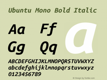 Ubuntu Mono Bold Italic Version 0.80图片样张