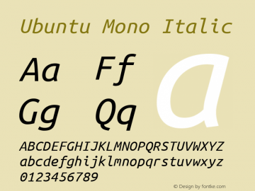 Ubuntu Mono Italic Version 0.80图片样张