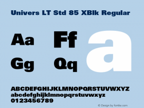 Univers LT Std 85 XBlk Regular OTF 1.029;PS 001.000;Core 1.0.33;makeotf.lib1.4.1585 Font Sample