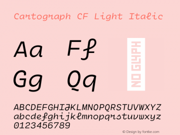 Cartograph CF Light Italic Version 2.000;hotconv 1.0.109;makeotfexe 2.5.65596图片样张