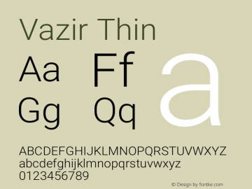 Vazir Thin Version 24.0.0图片样张