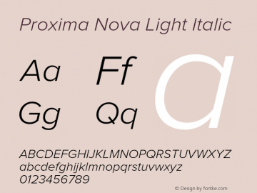 ProximaNova-LightIt Version 1.001 2005图片样张