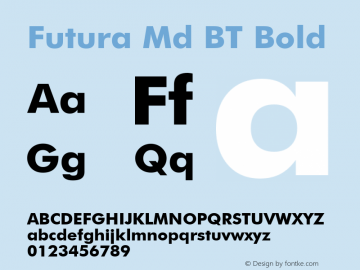 Futura Md BT Bold Version 1.01 emb4-OT图片样张