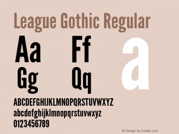 League Gothic Regular Version 1.560;PS 001.560;hotconv 1.0.56;makeotf.lib2.0.21325图片样张