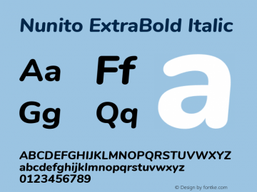 Nunito ExtraBold Italic Version 3.504图片样张