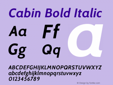 Cabin-BoldItalic Version 1.006图片样张