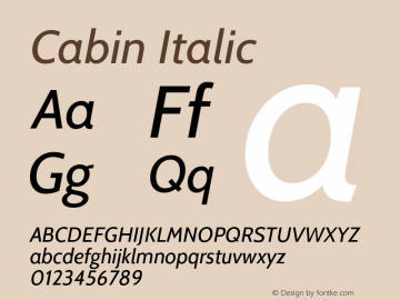 Cabin-Italic Version 1.005图片样张