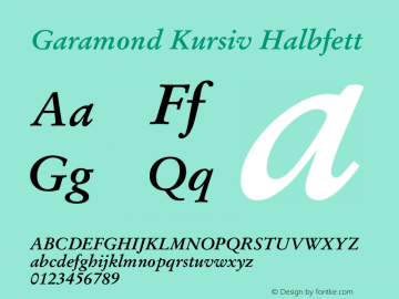 Garamond Kursiv Halbfett Version 2.10图片样张