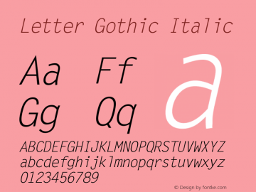 Letter Gothic Italic Version 1.00图片样张