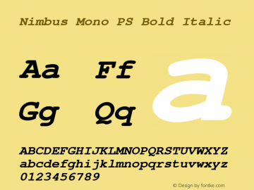 Nimbus Mono PS Bold Italic Version 1.00图片样张