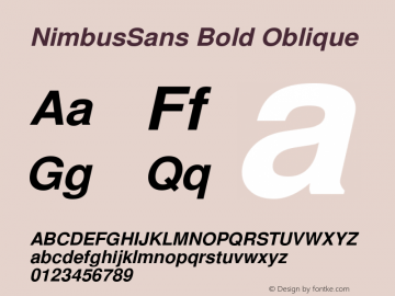 NimbusSans Bold Oblique Version 1.00图片样张