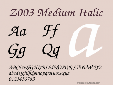 Z003 Medium Italic Version 1.00图片样张