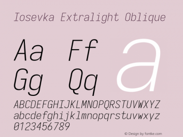 Iosevka Extralight Oblique Version 3.4.0; ttfautohint (v1.8.3)图片样张