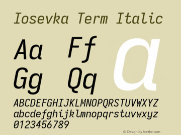Iosevka Term Italic Version 3.4.0; ttfautohint (v1.8.3)图片样张