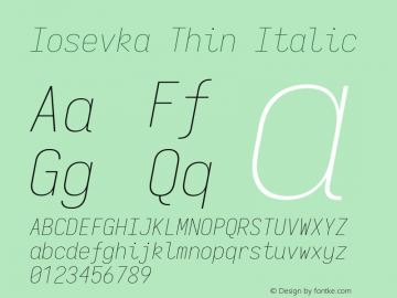 Iosevka Thin Italic Version 3.4.0; ttfautohint (v1.8.3)图片样张