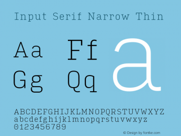 InputSerifNarrow Thin Version 0.000;PS 0.0;hotconv 1.0.72;makeotf.lib2.5.5900; ttfautohint (v0.9)图片样张