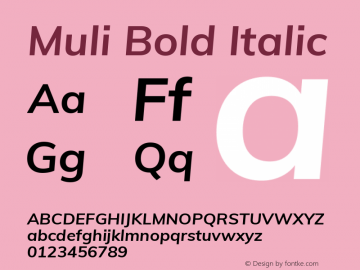 Muli Bold Italic Version 2.000图片样张