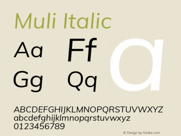 Muli Italic Version 2.000图片样张