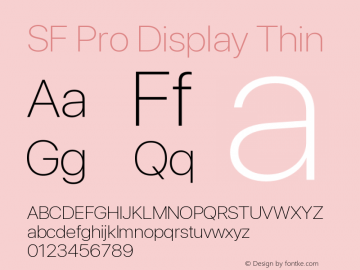 SF Pro Display Thin Version 15.0d7e11图片样张