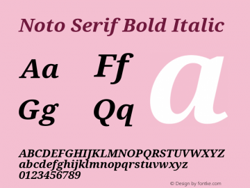 Noto Serif Bold Italic Version 2.002; ttfautohint (v1.8.2)图片样张