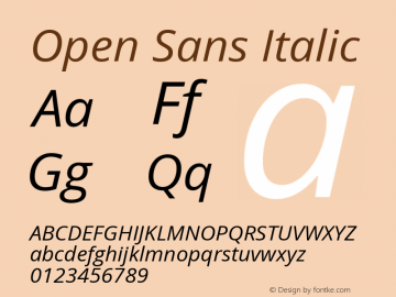 Open Sans Italic Version 2.010; ttfautohint (v1.6)图片样张