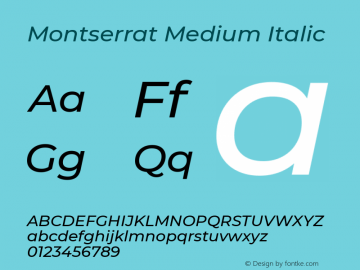 Montserrat Medium Italic Version 7.200图片样张