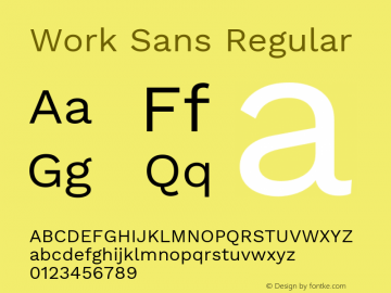 Work Sans Regular Version 2.009; ttfautohint (v1.8.1.43-b0c9)图片样张