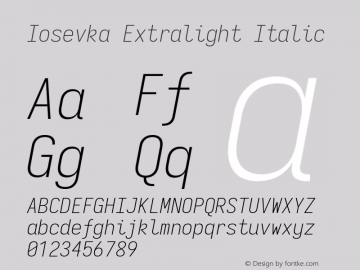 Iosevka Extralight Italic Version 3.6.3; ttfautohint (v1.8.3)图片样张