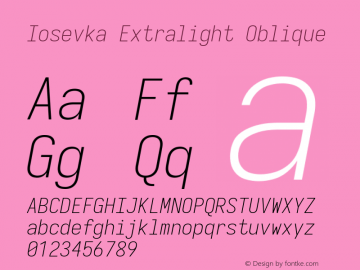 Iosevka Extralight Oblique Version 3.6.3; ttfautohint (v1.8.3)图片样张