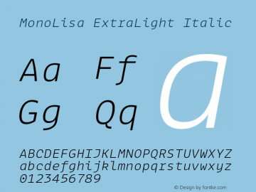 MonoLisa ExtraLight Italic Version 1.601图片样张
